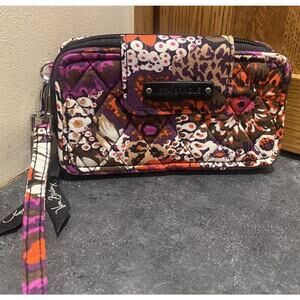 Vera Bradley Wristlet Wallet Zip Around Women’s Purple Brown Pink